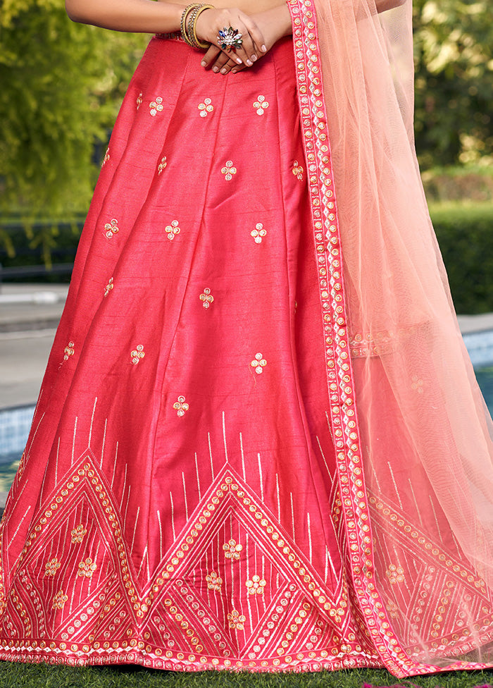 3 Pc Pink Silk Readymade Lehenga Set - Indian Silk House Agencies