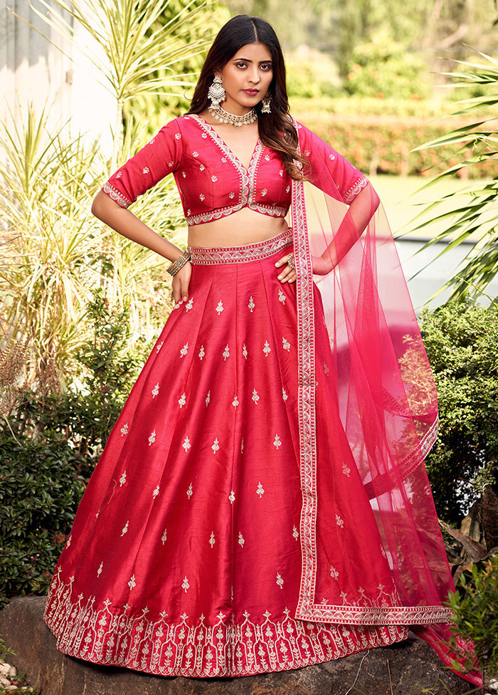 3 Pc Pink Silk Readymade Lehenga Set - Indian Silk House Agencies