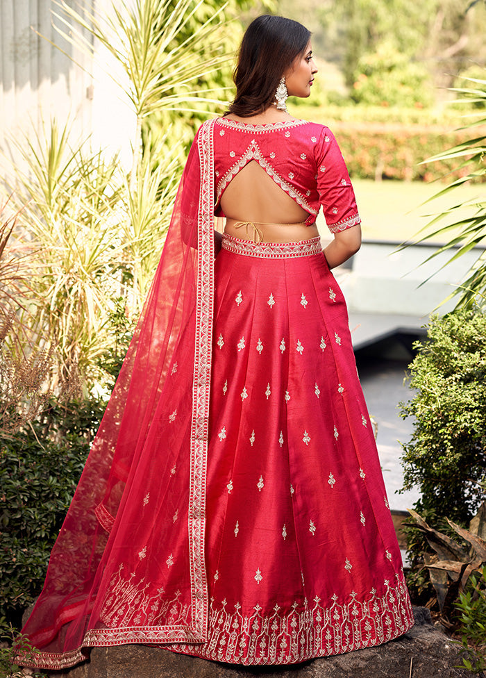 3 Pc Pink Silk Readymade Lehenga Set - Indian Silk House Agencies