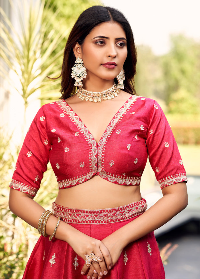 3 Pc Pink Silk Readymade Lehenga Set - Indian Silk House Agencies