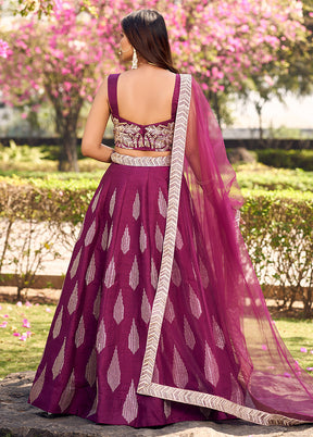 3 Pc Wine Silk Readymade Lehenga Set - Indian Silk House Agencies