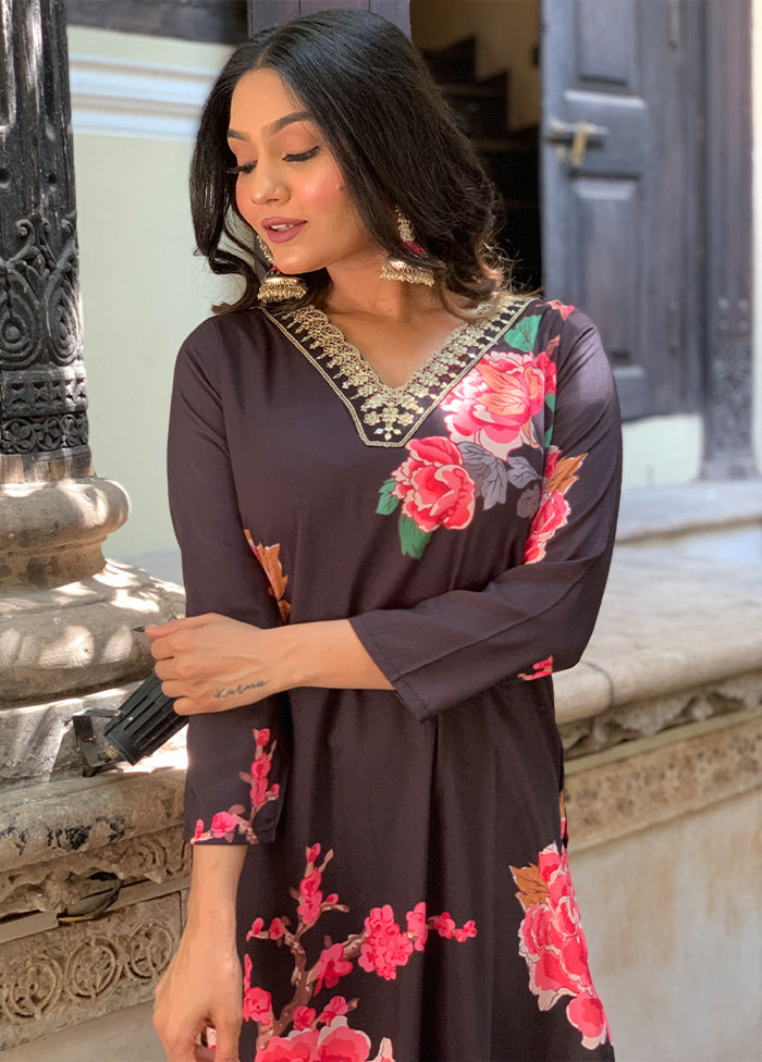 3 Pc Black Readymade Silk Suit Set - Indian Silk House Agencies