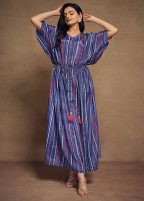 3 Pc Blue Readymade Silk Suit Set - Indian Silk House Agencies