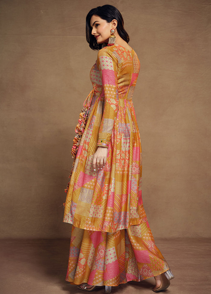 3 Pc Musterd Readymade Silk Suit Set - Indian Silk House Agencies