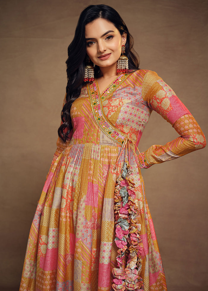 3 Pc Musterd Readymade Silk Suit Set - Indian Silk House Agencies