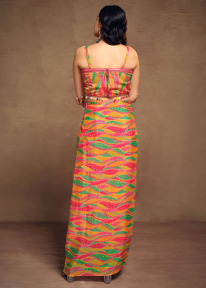 3 Pc Multi Readymade Silk Suit Set - Indian Silk House Agencies