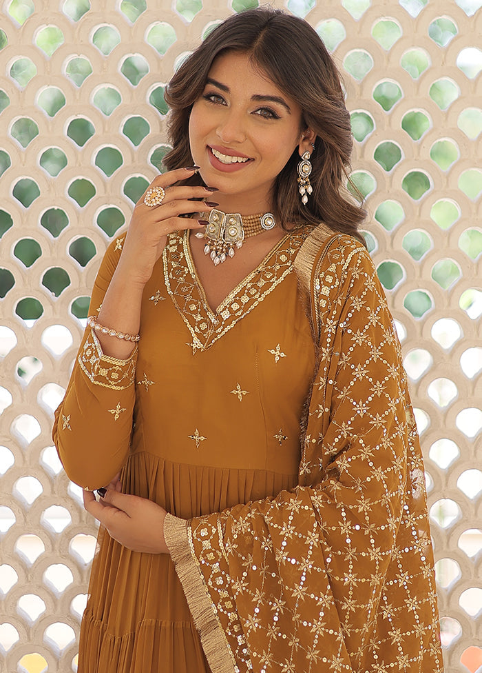 Yellow Readymade Georgette Indian Dress - Indian Silk House Agencies