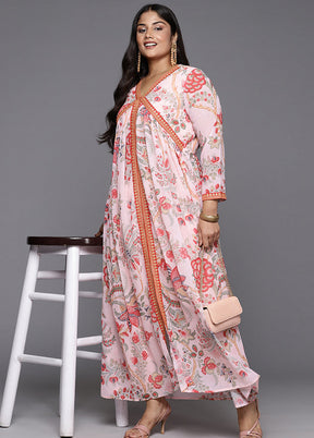 2 Pc Pink Readymade Georgette Kurti Set