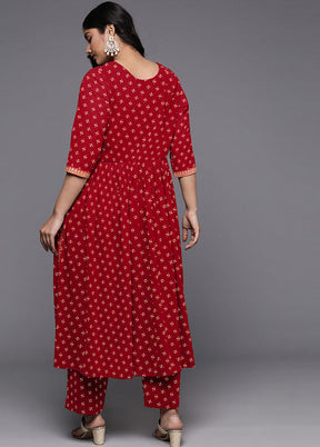 2 Pc Maroon Readymade Georgette Kurti Set