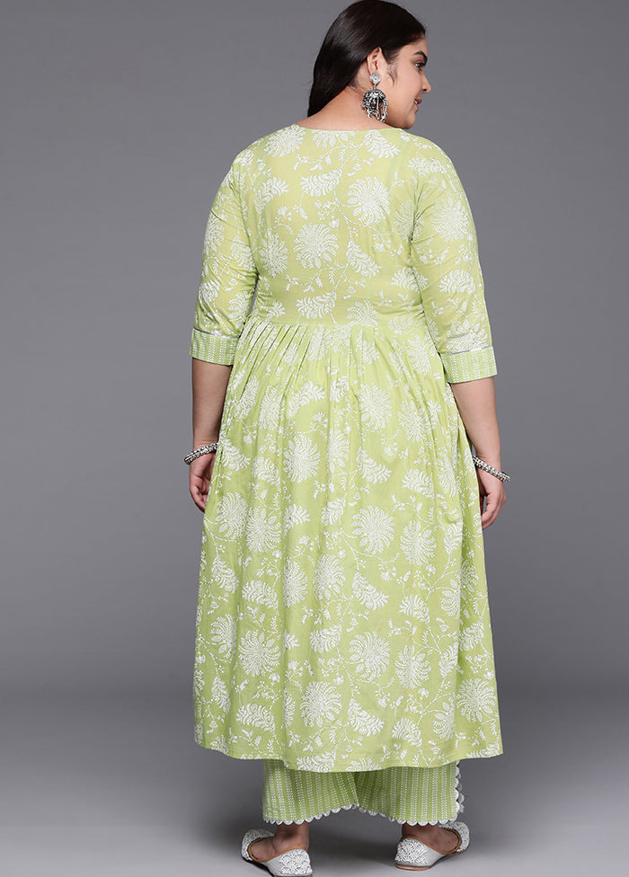 2 Pc Green Pure Readymade Cotton Kurti Set