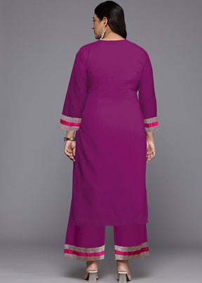 2 Pc Purple Readymade Silk Kurti Set