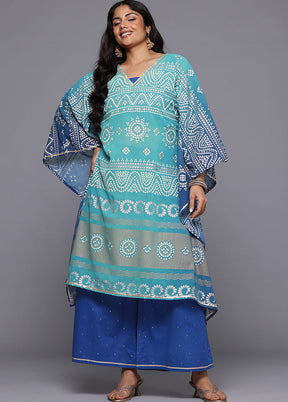 2 Pc Blue Readymade Georgette Kurti Set