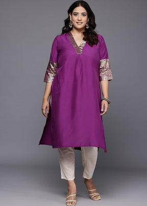Purple Readymade Silk Kurti