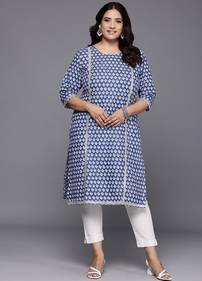 Blue Readymade Cotton Kurti
