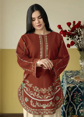 3 Pc Rust Silk Suit Set
