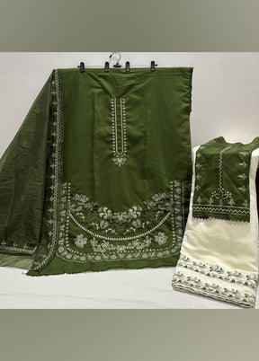 3 Pc Green Silk Suit Set