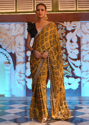 Yellow Modal Pure Silk Saree Without Blouse Piece