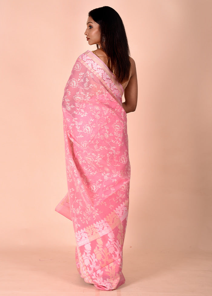 Pink Kota Cotton Saree With Blouse Piece