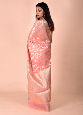 Peach Kota Cotton Saree With Blouse Piece