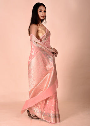 Peach Kota Cotton Saree With Blouse Piece