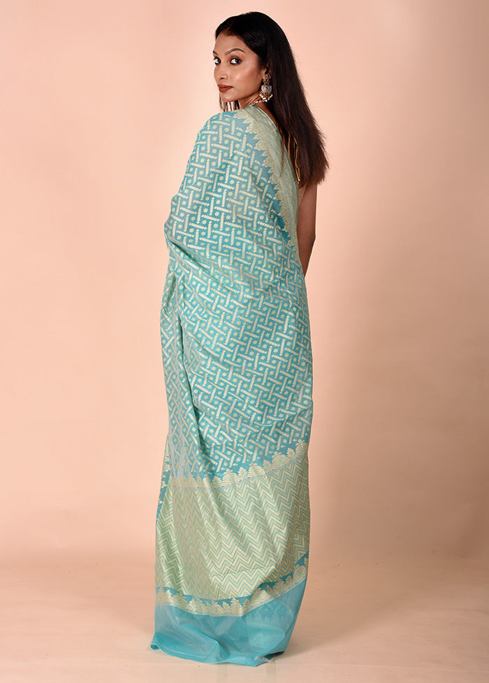 Green Kora Silk Saree With Blouse Piece