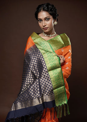 Orange Kanjivaram Silk Saree With Blouse Piece
