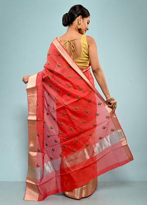 Pink Cotton Saree With Blouse Piece