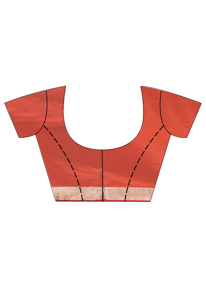 Rust Cotton Saree With Blouse Piece