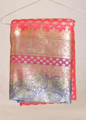 Pink Banarasi Silk Saree With Blouse Piece
