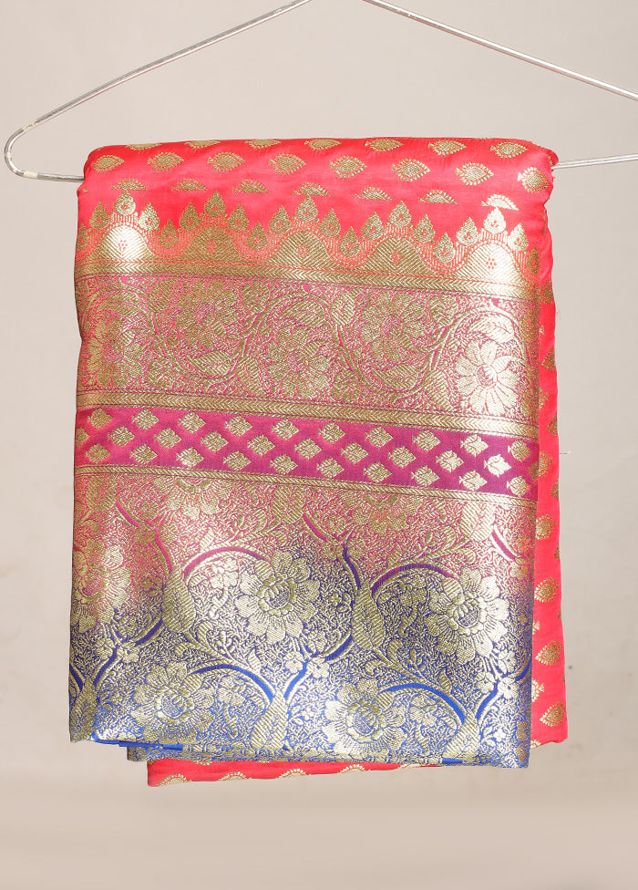 Pink Banarasi Silk Saree With Blouse Piece