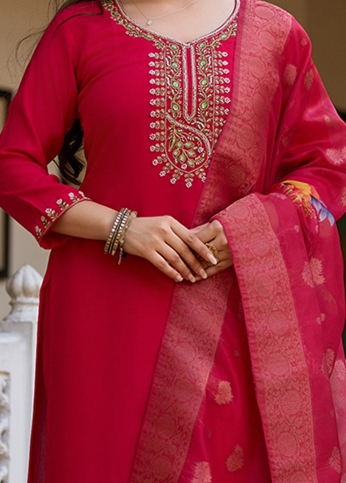 3 Pc Multicolor Silk Suit Set