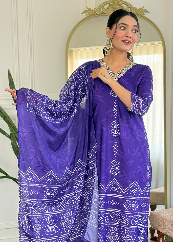 3 Pc Blue Silk Suit Set