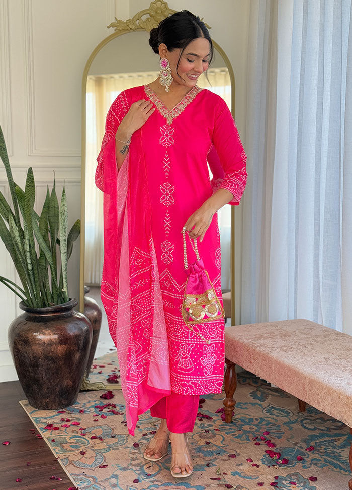 3 Pc Pink Silk Suit Set