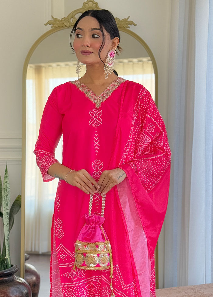 3 Pc Pink Silk Suit Set