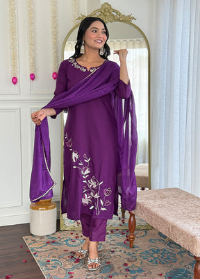 3 Pc Wine Silk Suit Set