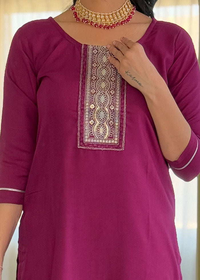 3 Pc Maroon Silk Suit Set