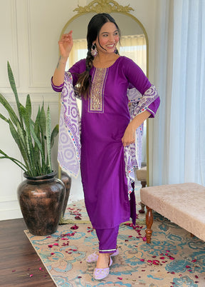 3 Pc Wine Silk Suit Set
