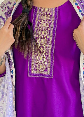 3 Pc Wine Silk Suit Set