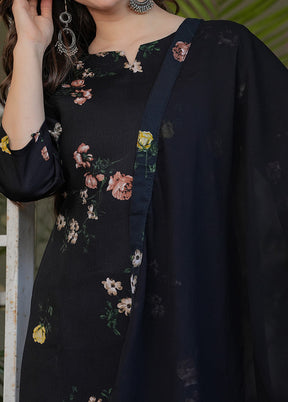 3 Pc Black Silk Suit Set