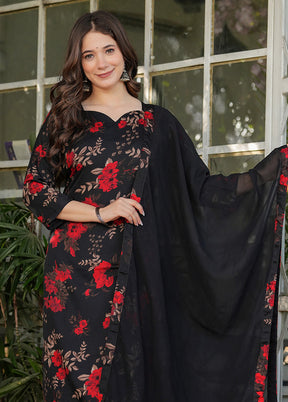 3 Pc Black Silk Suit Set