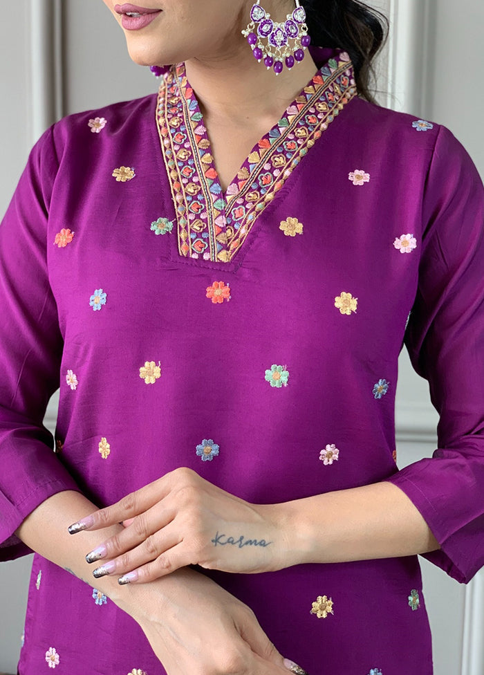 3 Pc Purple Silk Suit Set