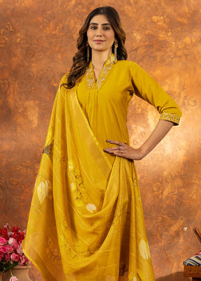 3 Pc Yellow Silk Suit Set