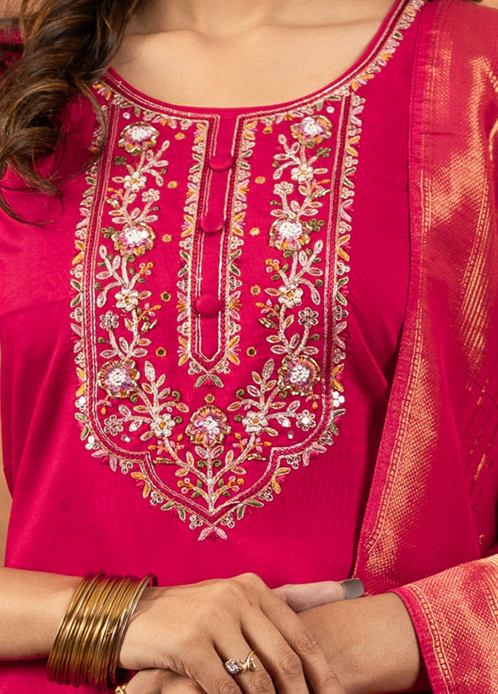 3 Pc Pink Silk Suit Set