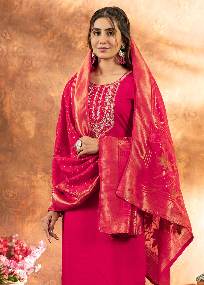 3 Pc Pink Silk Suit Set