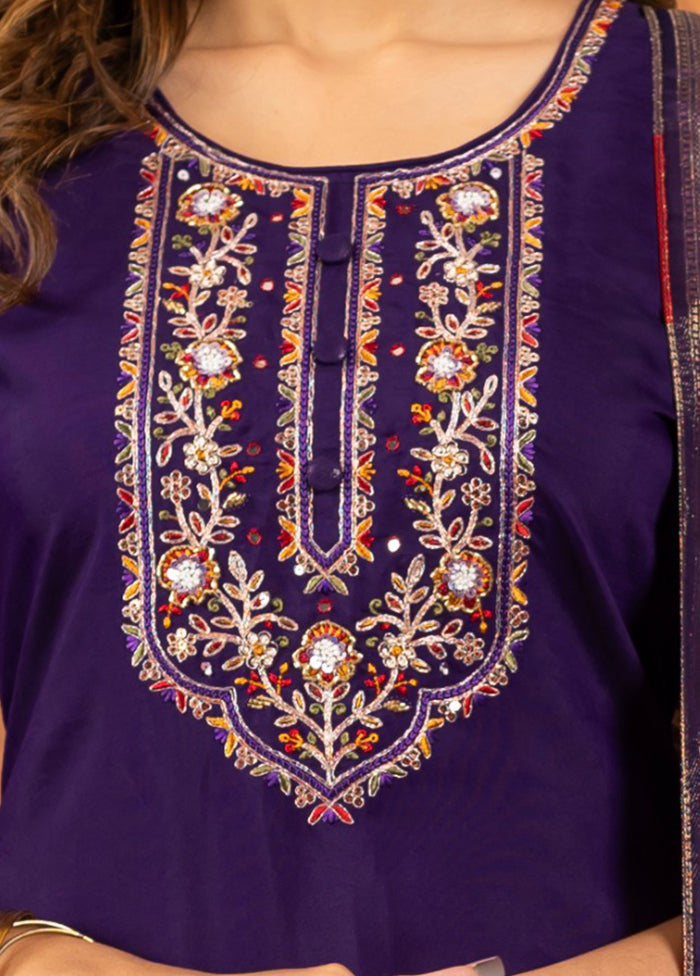 3 Pc Purple Silk Suit Set