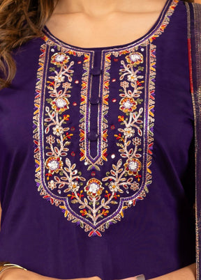 3 Pc Purple Silk Suit Set