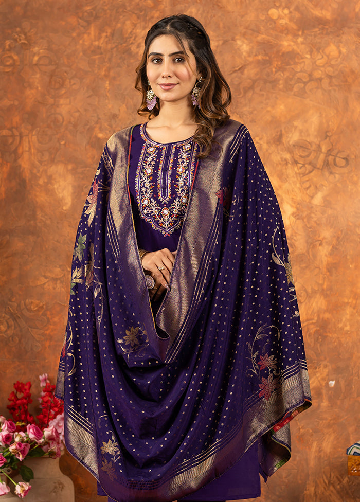3 Pc Purple Silk Suit Set