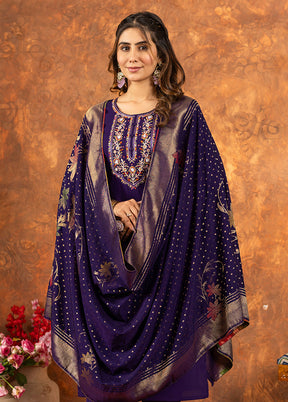 3 Pc Purple Silk Suit Set