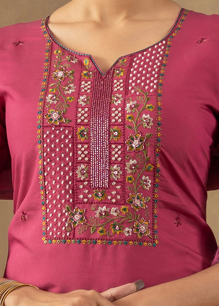 3 Pc Pink Silk Suit Set