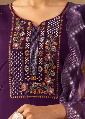 3 Pc Purple Silk Suit Set